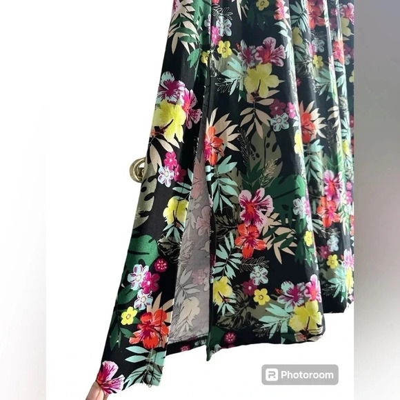 Terra & Sky multi colored tropical floral print maxi skirt w/ pockets Sz 1x - Picture 3 of 8